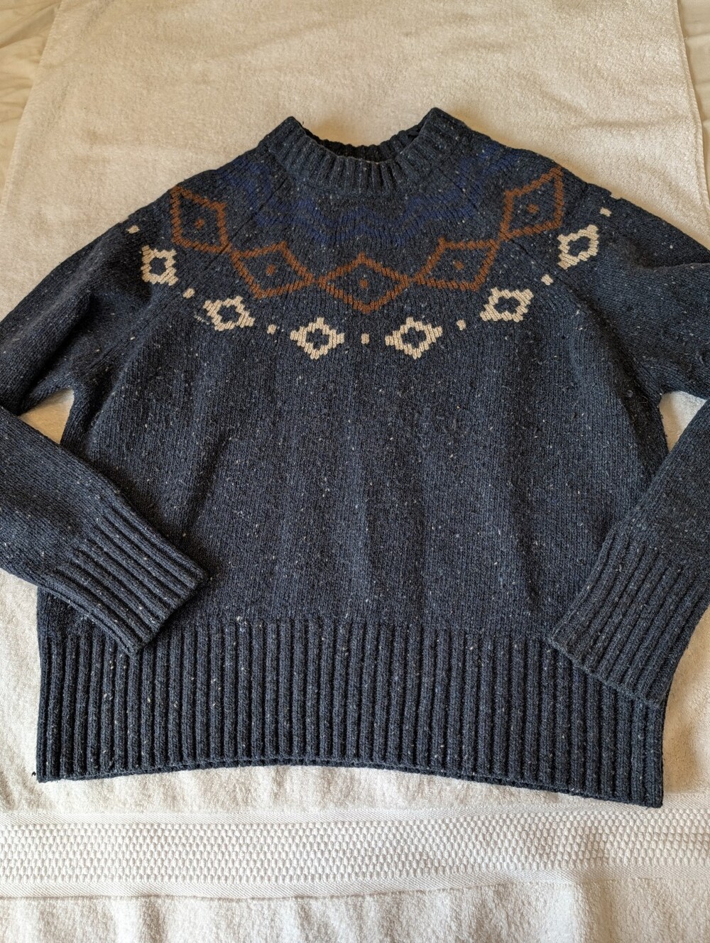 COS Mati Ventrillon Fair Isle Wool Alpaca Mock Neck Sweater Size M Chunky Knit